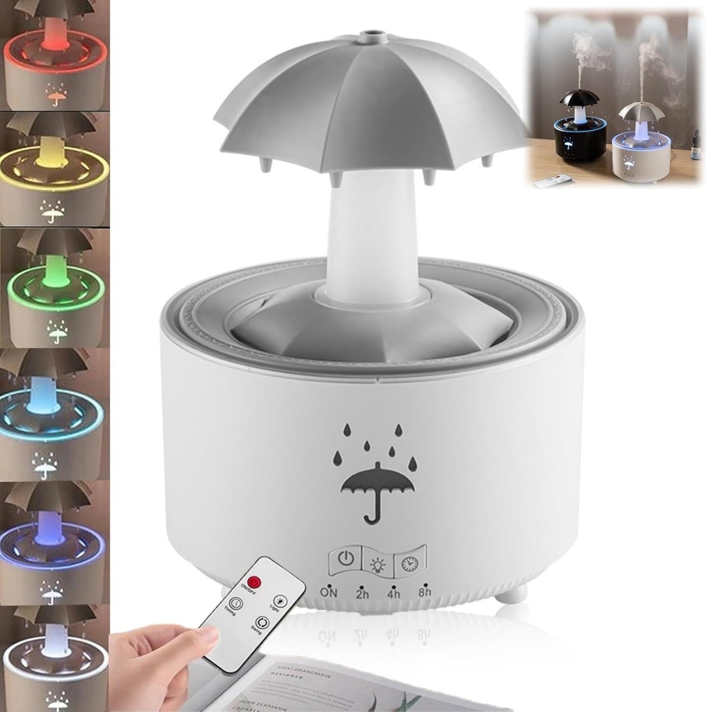 Humidificateur Parapluie Raindrop – Brume Relaxante & Lumière Colorée