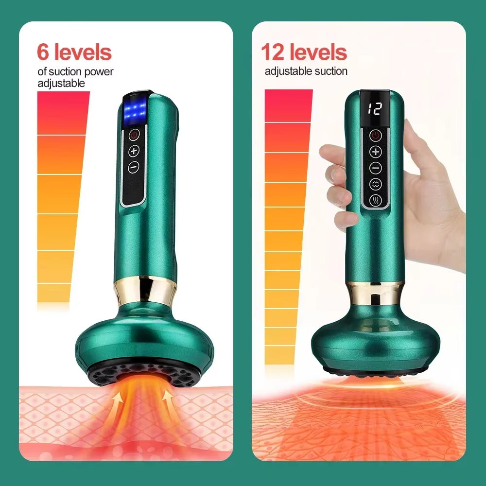 Tricolor Electric Massager Guasha anti Cellulite Vacuum Suction Cup Beauty Health Scraping Infrared Heat Slimming Massage Thera