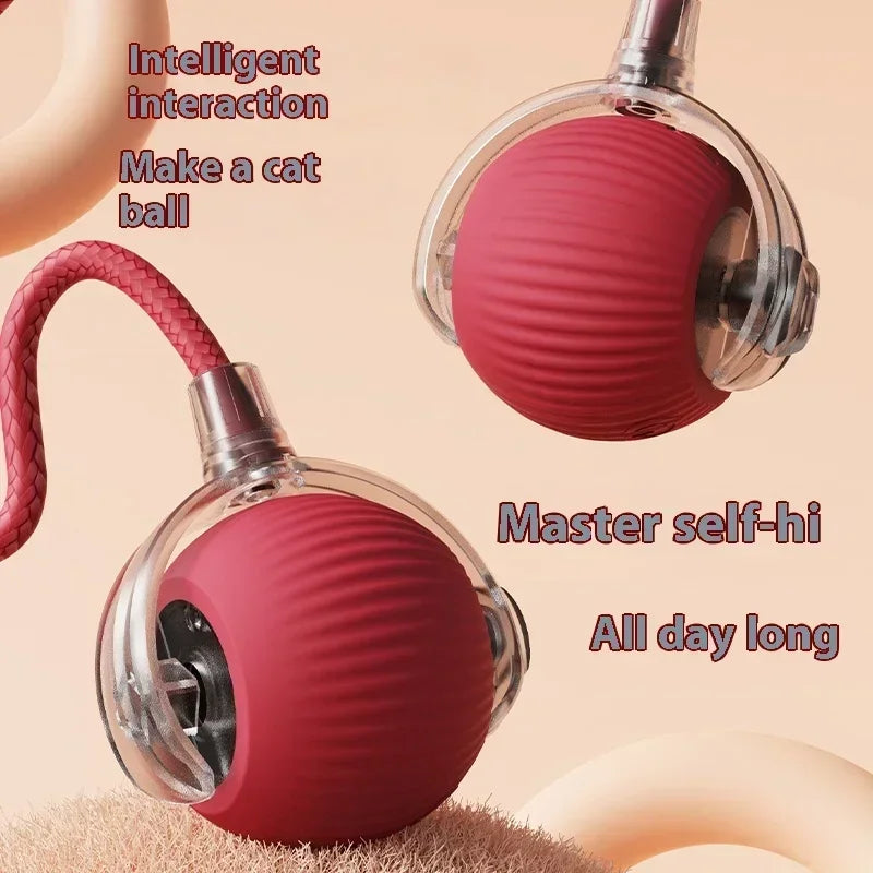 Electric Cat Ball Toys Automatic Rolling Ball Faux Tail Rechargeable Smart Pet Interactive Toy Dog Cat Training Imitate Mouse