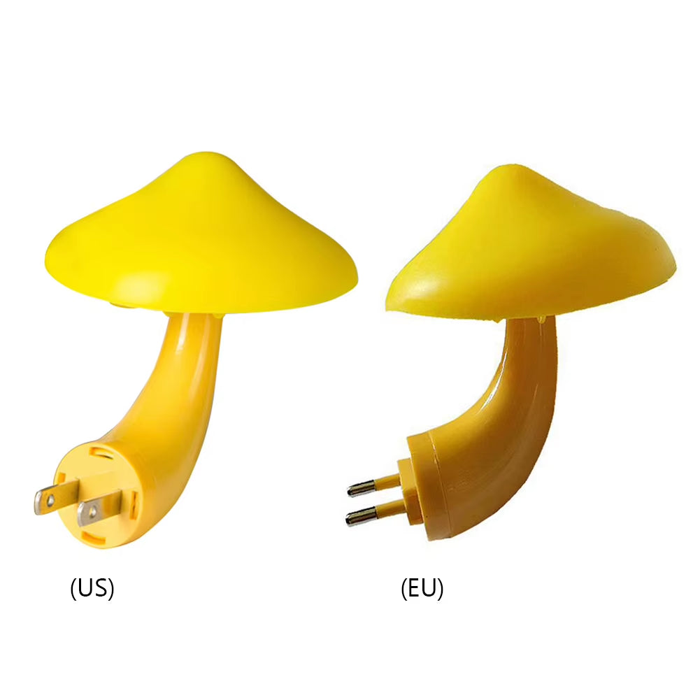 Creative Mushroom Night Light Light-Control Sensor LED Mushroom Night Light Energy Saving US/EU Plug for Home Kitchen Bathroom